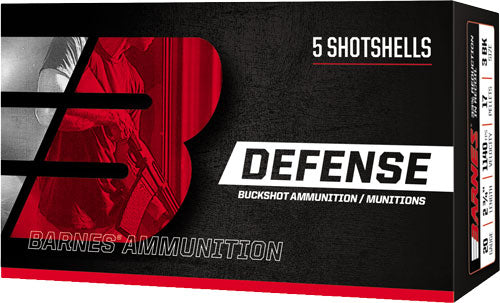 Barnes Defense Buck Shot 20 Gauge - #3 Buckshot, Lead, 5 Shells per Box