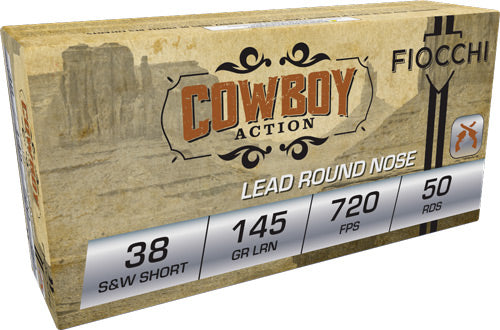 Fiocchi 38 S&W Short 145 Grain Lead Ammunition - Reloadable, 50 Rounds per Box