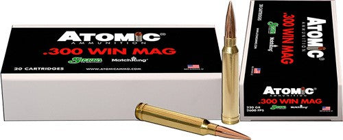 Atomic Ammunition 300 Win Mag 220 Grain Jacketed Hollow Point Ammo - Reloadable, 20 Rounds per Box