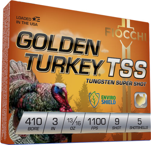 Fiocchi Golden Turkey TSS .410 Bore Shotshells – 3 Inch, #9 Shot, Non-Toxic