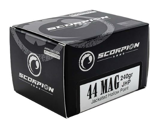 Scorpion Ammo 44 Rem Mag Jacketed Hollow Point Ammo - 240 Grains, 20 Rounds per Box