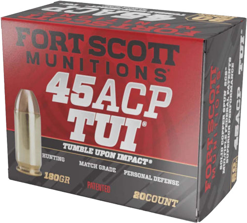 Fort Scott 45 ACP 180 Grain Copper Solid TUI Ammunition (Part No. 450180SCV)
