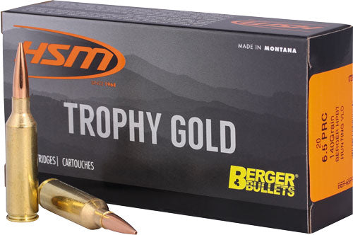 HSM Ammo Trophy Gold 6.5 PRC Berger VLD Match Hunting Bullet - 140 Grains, Jacketed Hollow Point