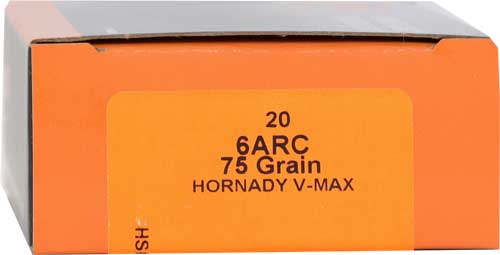 HSM Ammo 6MM ARC 75GR V-MAX JACKETED Hollow Point Cartridge, Part Number 6ARC-1N