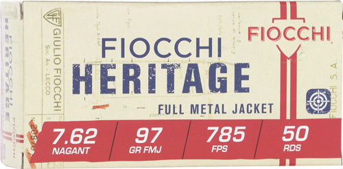 Fiocchi 7.62 Nagant 97 Grain FMJ Ammunition - Reloadable Full Metal Jacketed Bullets