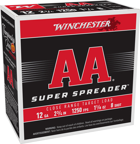 Winchester AA 12 Gauge 2.75-inch Shotshells - 1-1/8 oz #8 Lead Shot, 1250 FPS