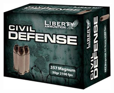 Liberty Civil Defense .357 Magnum 50 Grain Copper Monolithic Hollow-Point Fragmenting Personal Defense Ammo