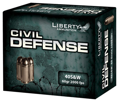 Liberty Civil Defense .40 S&W 60-Grain Copper Monolithic Hollow-Point Fragmenting Personal Defense Ammunition LACD40012