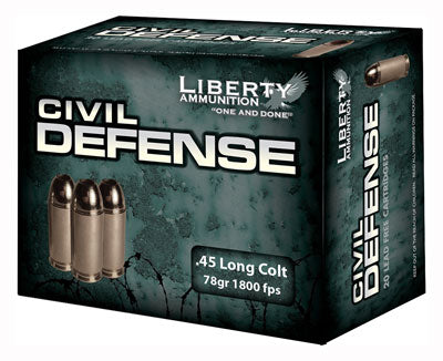 Liberty Civil Defense .45 Long Colt 78 Grain Copper Monolithic Hollow-Point Fragmenting Personal Defense Ammunition - Part Number LACD45031