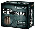 Liberty Civil Defense 9mm Luger +P Personal Defense Ammunition – 50 Grain Copper Hollow Point Fragmenting Round