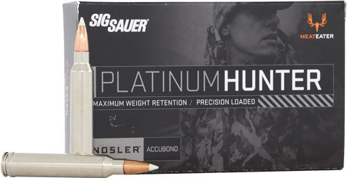 SIG AMMO 300 Winchester Magnum 180 Grain Nosler AccuBond Bounded Core Polymer Tipped Bullets - Reloadable Nickel Case, 20 Rounds