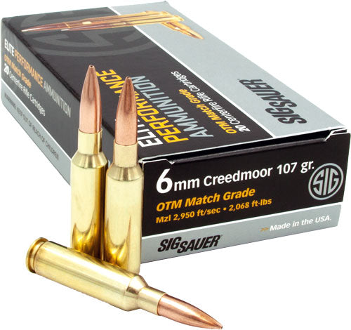 SIG AMMO 6mm Creedmoor 107 Grain JHP - Reloadable Centerfire Cartridge