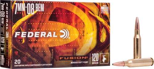 Federal Fusion 7mm-08 Remington Soft Point Ammo, 120 Grain, 20 Rounds per Box