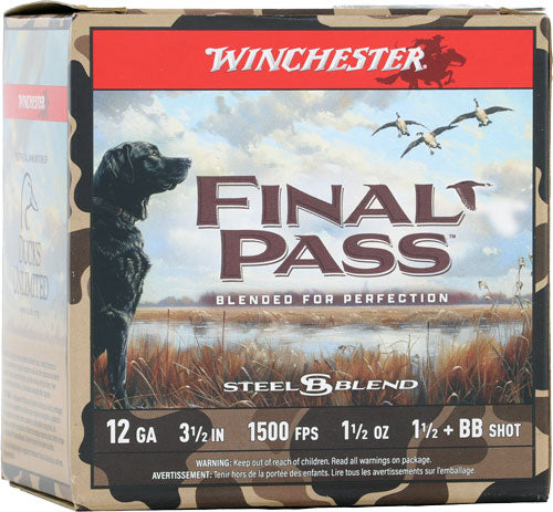 Winchester Ammunition Final Pass 12 Gauge 3-Inch Shotshells - Non-Toxic 1-1/2 Oz BB & 1.5 Shot