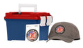 Frontier 5.56x45 55 Grain FMJ Ammo in Red, White, and Blue Ammo Can with Hat