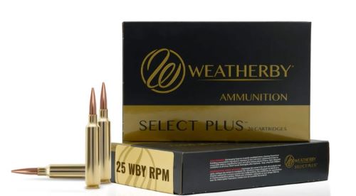 Weatherby Ammo 25 WBY RPM - 110 Grain Jacketed Soft Point Cartridges, Reloadable, 20 Rounds per Box