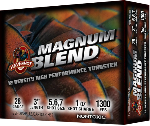 Hevi-Shot Magnum Blend 28GA Shotgun Shells – 1200 FPS, Non-Toxic, 3-inch, 5-6-7 Shot Size
