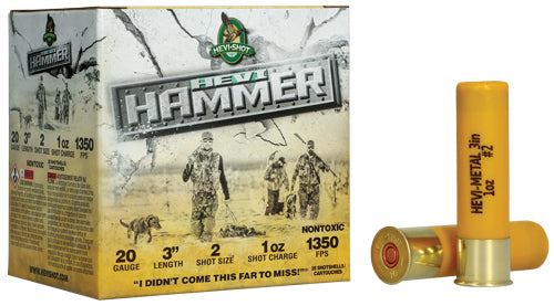 Hevi-Shot Heavy Hammer 20 Gauge #3 Non-Toxic Shot Shells - 25 Rounds per Box