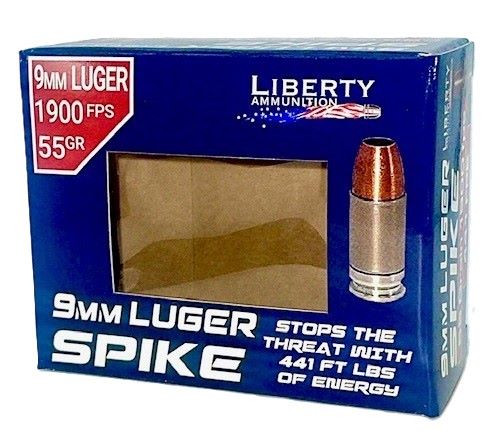 Liberty SPIKE 9mm 55 Grain Copper Solid Reloadable Ammunition (Part #LA-SPI9MM-55-2000)