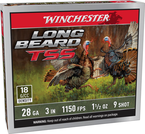 Winchester Long Beard TSS 28 Gauge Shotgun Shells - Non-Toxic 3-Inch, 1-1/2 Oz #9 Pellets, 575 Pellets per Shell