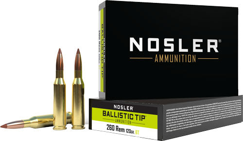 Nosler Bullets 260 Remington 120-Grain Ballistic Tip Hunting Ammunition, 20 Rounds