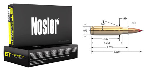 Nosler Bullets BT 7mm-08 Remington 120 Grain Polymer Tip Hunting Cartridge (20 Rounds)