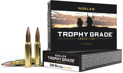 Nosler Trophy Grade .308 Win Ammunition with Polymer Tipped Bullet, 165 Grains