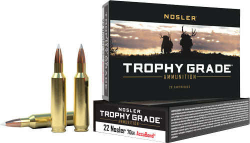 Nosler Bullets Trophy Grade 22 Nosler 70 Grain AccuBond Polymer Tipped Ammunition
