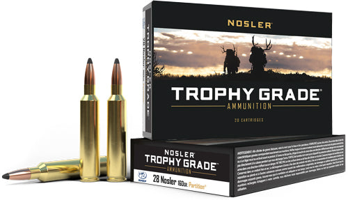 Nosler Trophy Grade 28 Nosler Polymer Tipped 160-Grain Ammunition - Reloadable, Loaded with Nosler Brass