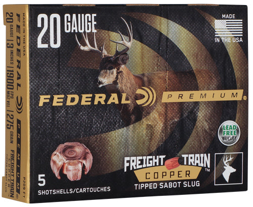 Federal P209FT 20 Gauge Freight Train Slug Ammunition - 3 Inch Length, Lead Shot