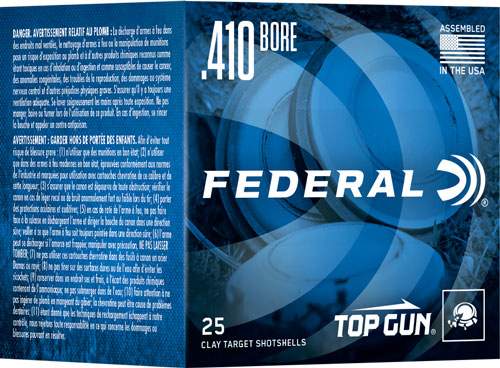 Federal Top Gun .410 Bore 2.5-Inch Shotshells, 1/2 Ounce #9 Lead Shot, 25 Rounds per Box