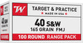 Winchester USA .40 S&W 165-Grain FMJ Ammunition - Reliable Range and Target Shooting