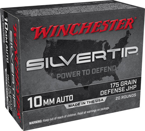 Winchester Silvertip 10mm Ammunition - 185 Grain Jacketed Hollow Point, 1290 FPS, Reloadable