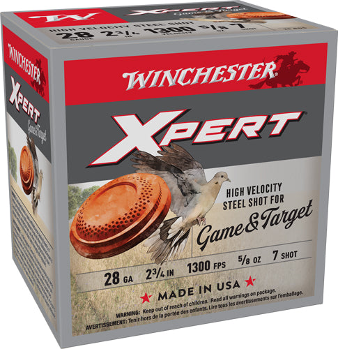 Winchester Ammunition Xpert Steel 28 Gauge Shotshells, 2.75-Inch, 7 Shot #7, 5/8 Oz, 1300 fps, 25 Rounds per Box