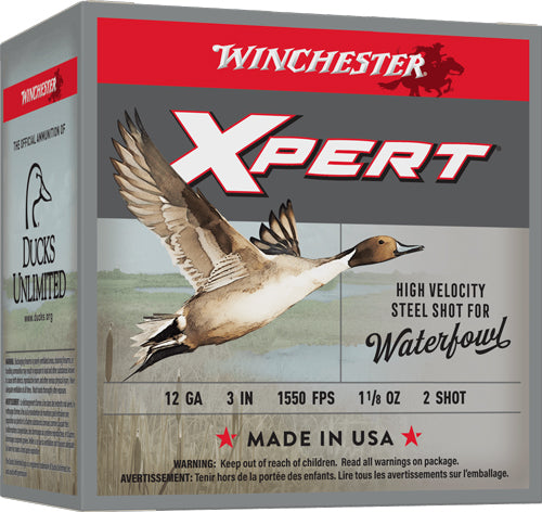 Winchester Ammunition Xpert Steel 12 Gauge 3-inch Shotshells - Non-Toxic, 1-1/8 oz #2 Shot, 1550 FPS, 25 Rounds per Box