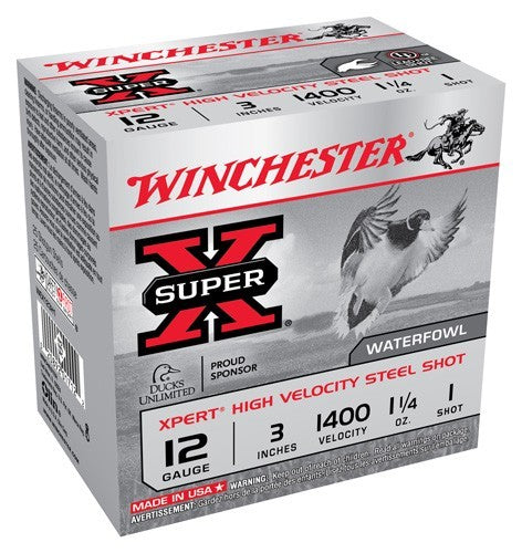 Winchester Ammunition Xpert Steel 12 Gauge 3-Inch Shells, 1-1/4 oz #1 Shot - 1400 FPS - Pack of 25