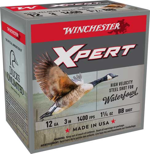 Winchester Ammunition Xpert Steel 12 Gauge 3-Inch Shotgun Shells – 1 1/4 Oz BB Shot at 1400 FPS
