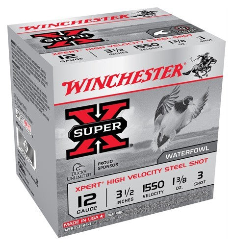 Winchester Ammunition Xpert Steel 12 Gauge 3.5-Inch Shotshells, 1550 FPS, #3 Shot, 1-3/8 oz Non-Toxic