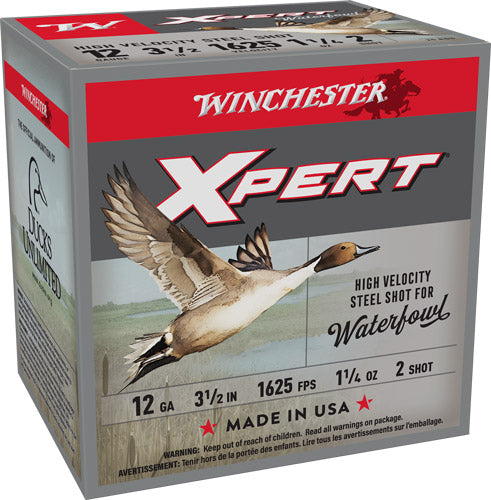 Winchester Ammunition Xpert Steel 12 Gauge 3.5-Inch Shells with #2 Shot, 1625 FPS, 1-1/4 oz, 25 Rounds per Box