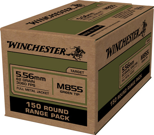 Winchester Ammunition Winchester USA 5.56x45 62 Grain Full Metal Jacketed Cartridge Box of 150