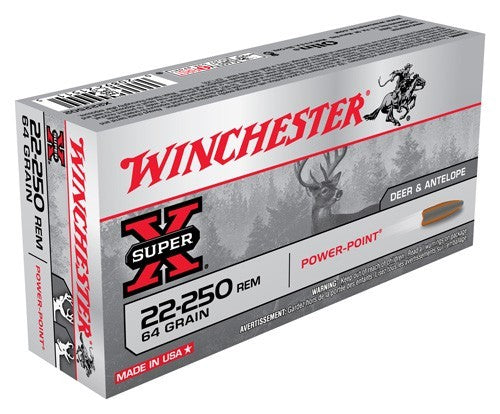 Winchester Ammunition Super-X .22-250 Remington 64 Grain Jacketed Soft Point Ammo