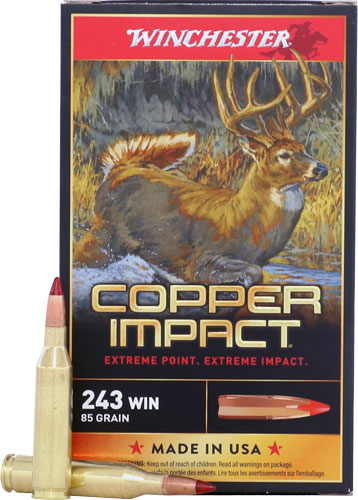 Winchester Copper Impact .243 Win Ammunition – 85 Grain Copper Solid Bullet, Reloadable