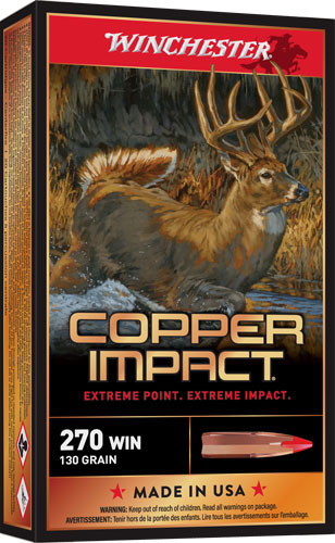 Winchester Copper Impact .270 Winchester Ammunition, 130 Grains, Reloadable, Box of 20