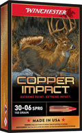 Winchester Copper Impact 30-06 Springfield Ammo - 150 Grain Copper Solid Bullet, Reloadable