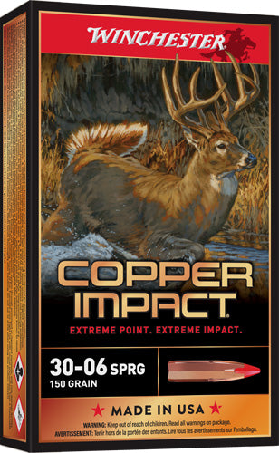 Winchester Copper Impact 30-06 Springfield Ammo - 150 Grain Copper Solid Bullet, Reloadable