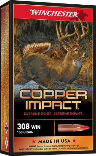 Winchester Ammunition Copper Impact 308 Winchester - 150 Grain Copper Solid Bullet, Reloadable