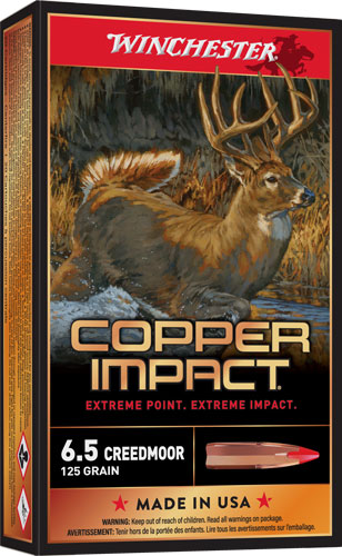 Winchester Copper Impact 6.5 Creedmoor - 125 Grain Copper Solid Rounds (20 Rounds per Box)