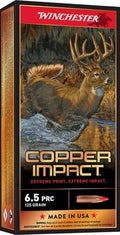 Winchester Ammunition Copper Impact 6.5 PRC - 125 Grain Copper Solid Bullets, Reloadable, 20 Rounds per Box