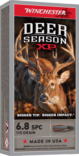 Winchester Ammunition Deer Season 6.8 SPC Polymer Tipped 115 Grain Rifle Cartridges