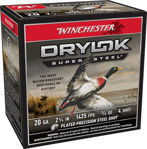 Winchester Ammunition Drylok 20 Gauge #4 Shotshells - 25 Rounds per Box